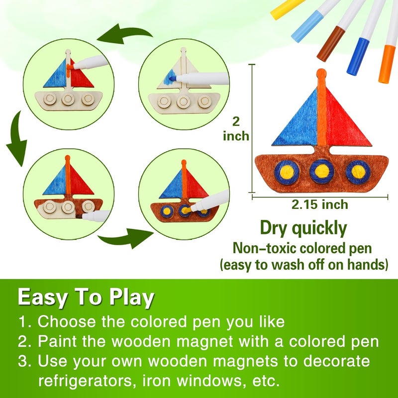 Worgree Summer Crafts for Kids, 36 Pcs DIY Wooden Magnets Art Craft Supplies Painting Kit for Boys Girls Ages 4-8 8-12 Birthday Party Gifts Summer Activities School Classroom Prizes - Image 5
